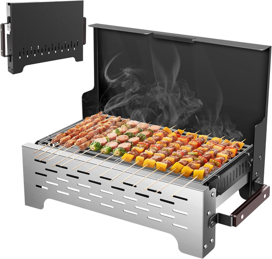 Saker BBQ Grills, Folding Portable Barbecue Grill, Stainless Steel Outdoor Grill, Portable Lightweight Charcoal Grill for Outdoor Cooking Camping Picnics Beach