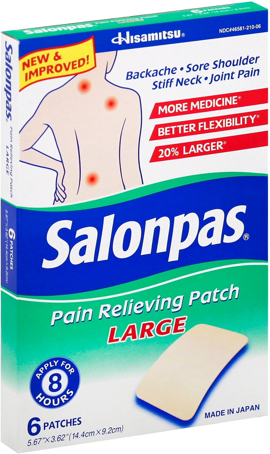 Salonpas Pain Relief Patch, Large 6 ea (Pack of 3)