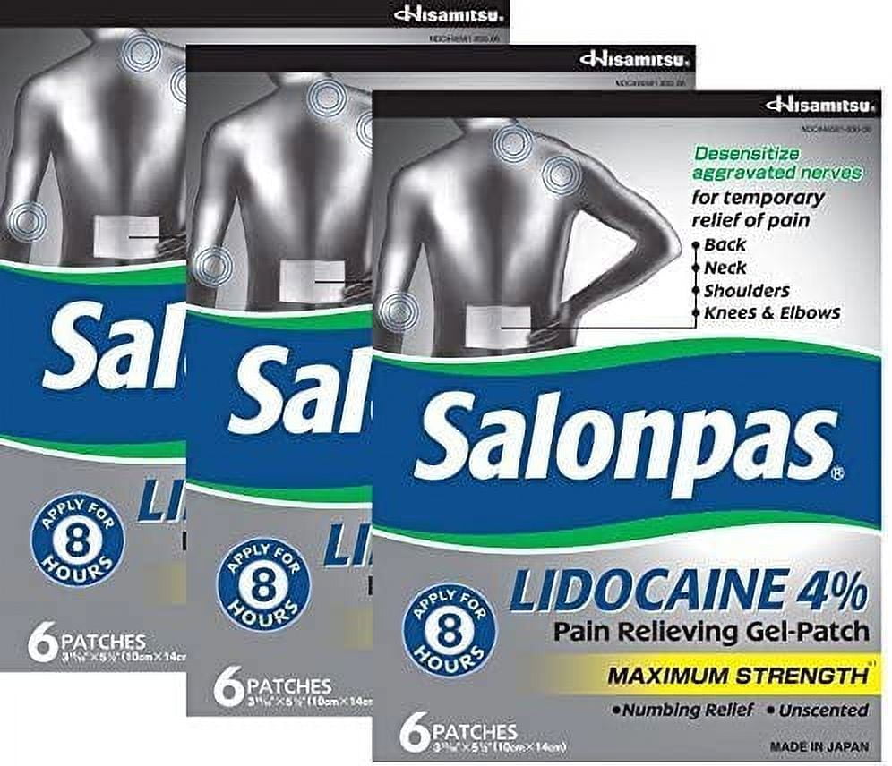 Salonpas lidocaine (3 pack) pain relieving maximum strength gel patch!