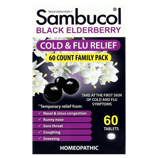 Sambucol - Black Elderberry Cold & Flu Relief Family Pack - 60 Quick Dissolve Tablets