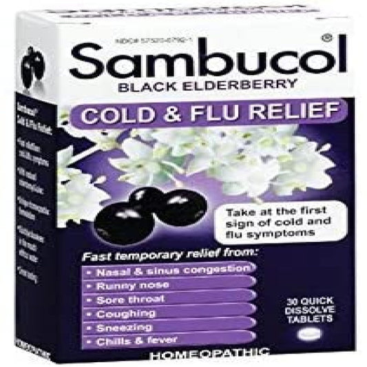 Sambucol Black Elderberry Cold amp Flu Relief Tablets ct - Pack of