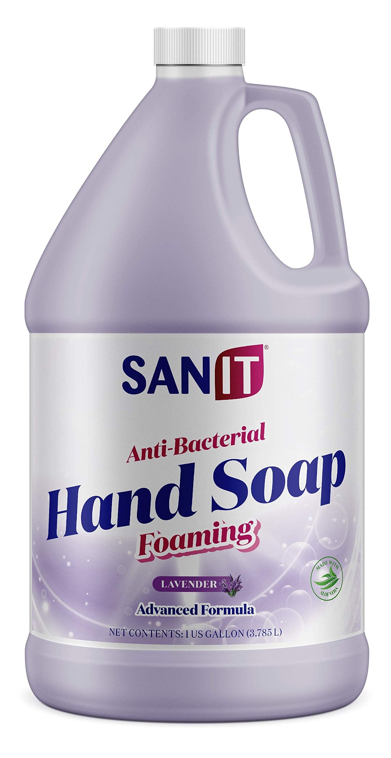 Sanit Antibacterial Foaming Hand Soap Refill - Advanced Formula with Aloe Vera and Moisturizers - All-Natural Moisturizing Hand Wash - Made in USA, Lavender, 1 Gallon