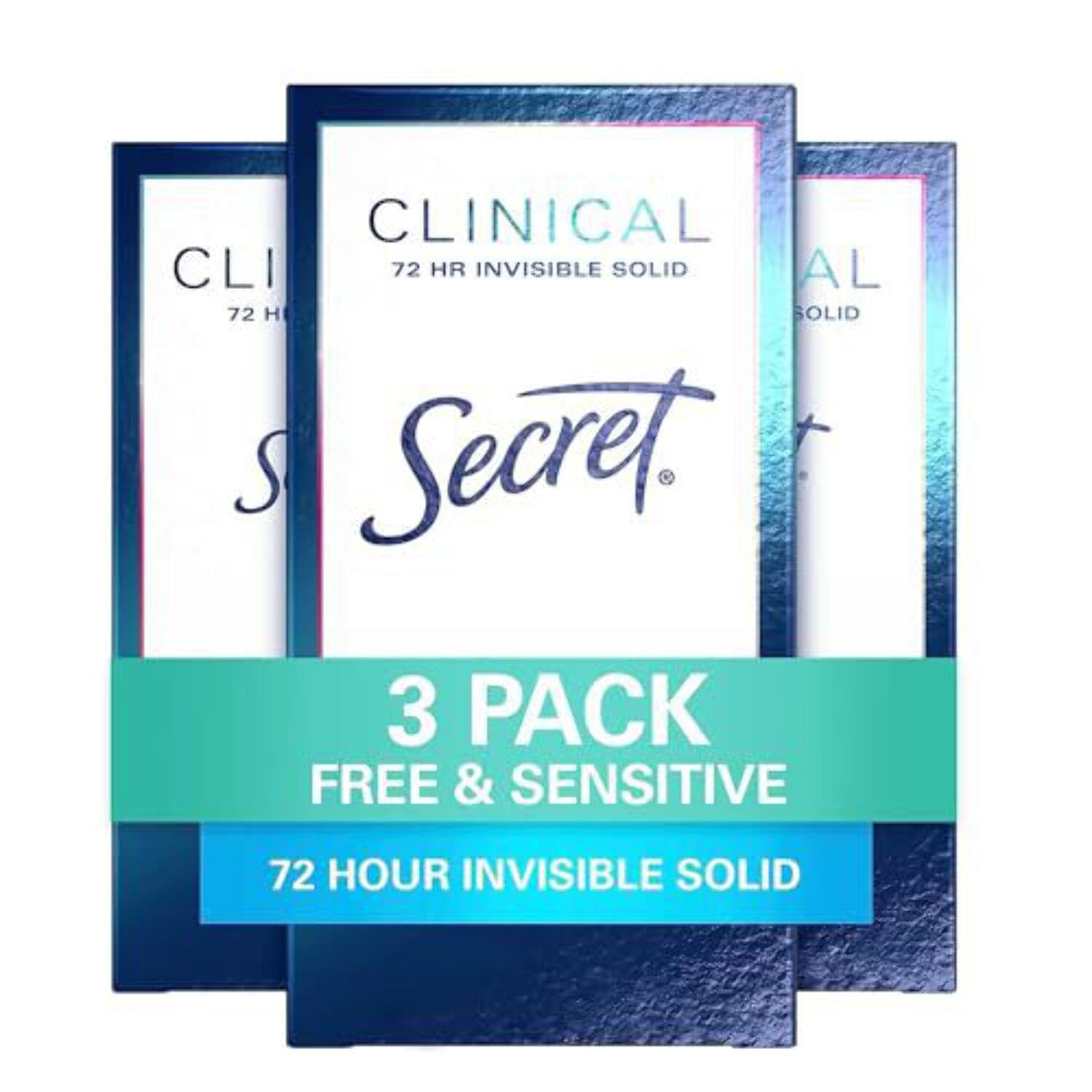 Secret Antiperspirant Clinical Strength Deodorant for Women, 72 Hr Sweat Protection Invisible Solid, Free  Sensitive Unscented, 1.6 Ounce (Pack of 3)