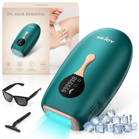 Sejoy IPL Laser Hair Removal with Cooling System, Painless Permanent Hair Remover for Full Body Hair, Green