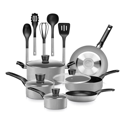 SereneLife 15 Piece Pots and Pans Home Non Stick Kitchenware Cookware Set