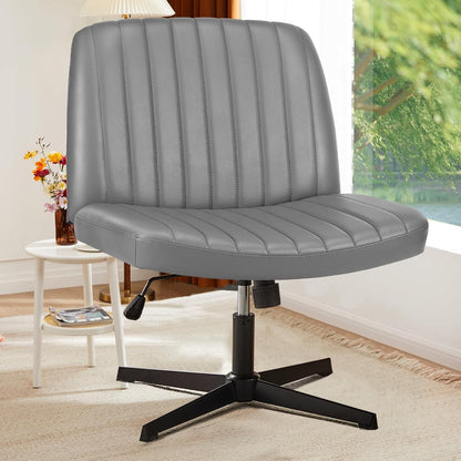 Yangming Home Office Desk Chair, Mid-Century Inspired Adjustable Swivel Comfy Upholstered, Gray