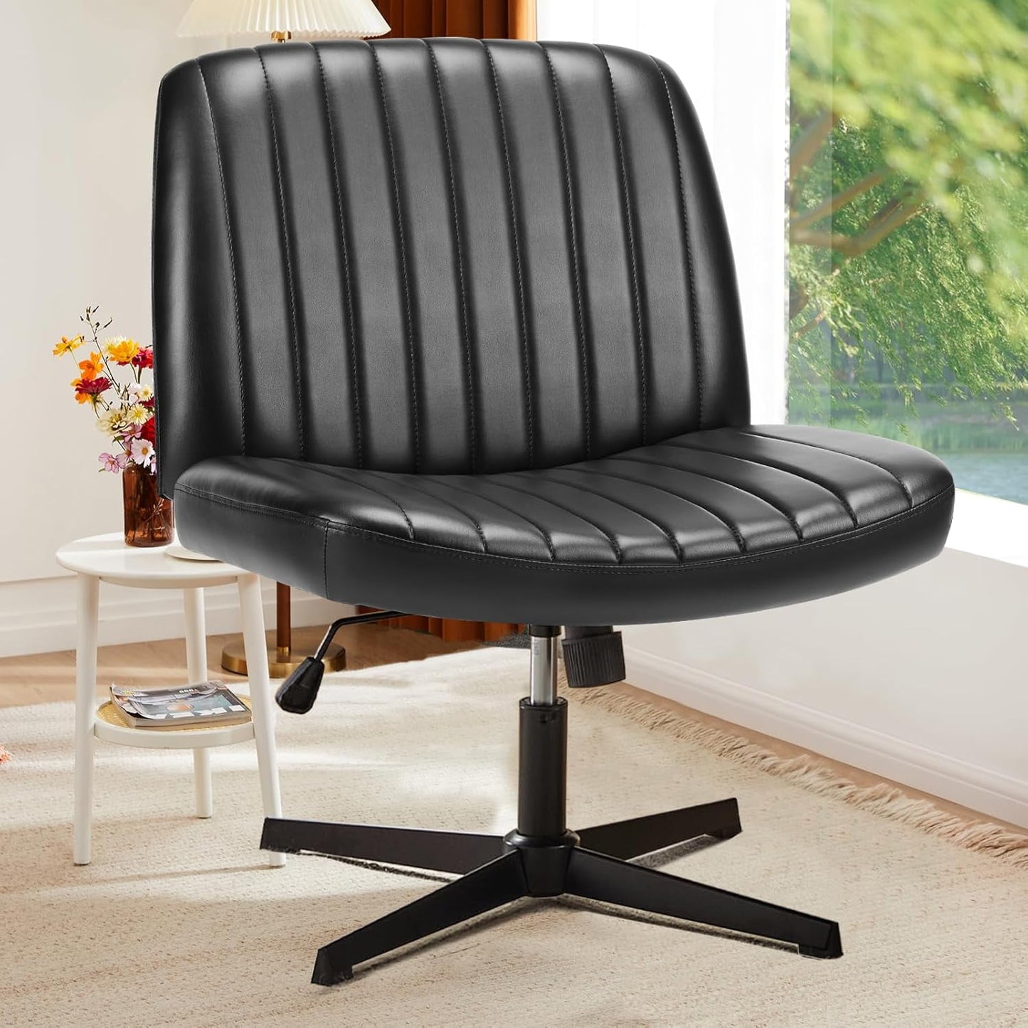 Yangming Home Office Desk Chair, Mid-Century Inspired Adjustable Swivel Comfy Upholstered, Gray