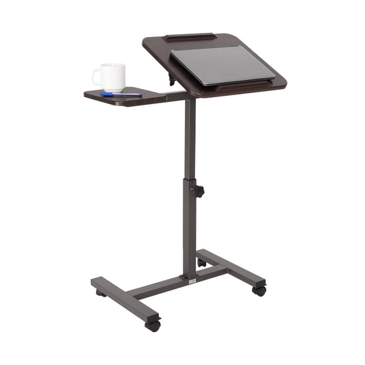 Seville Classics Tilting Sit-Stand Computer Desk Cart with Mouse Pad Table, Height-Adjustable from 27.5" to 40" H, Walnut