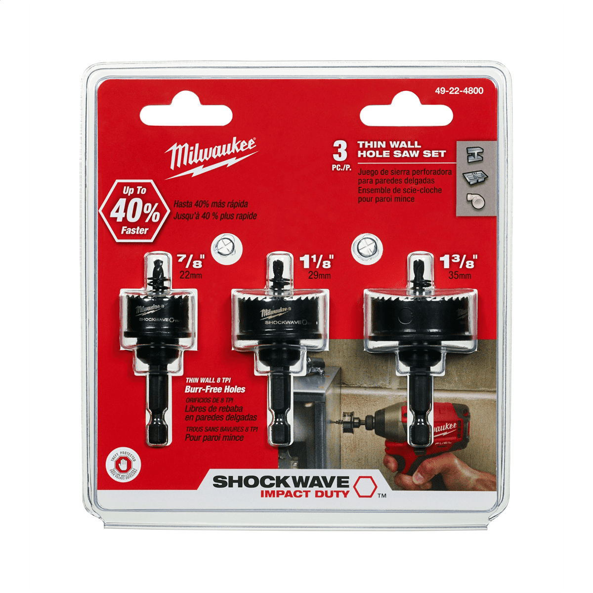 Milwaukee 49-22-4800 SHOCKWAVE Impact Hole Saw 3-Piece Set