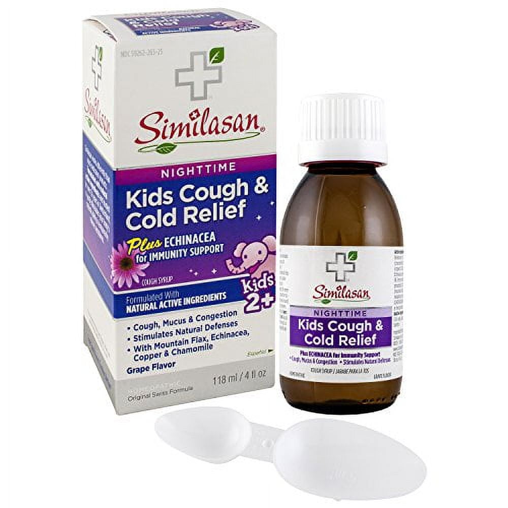 Similasan Kids Nighttime Cough & Cold Relief Plus Echinacea for Immunity Support, 4 Ounce