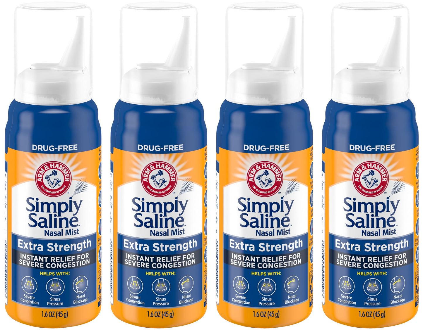 Simply Saline Nasal Mist Extra Strength for Severe Congestion, 1.5 Oz. Pack of 4