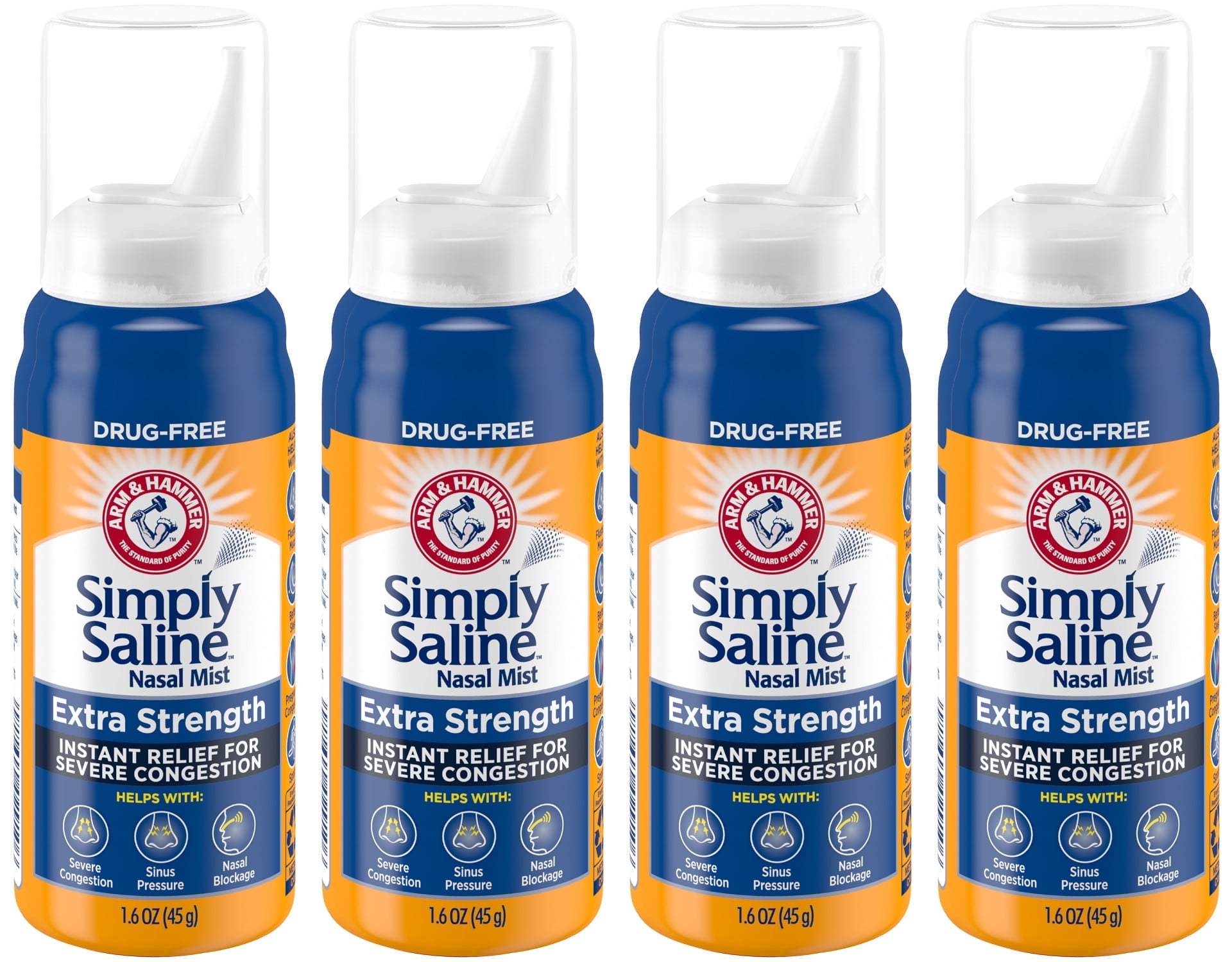 Simply Saline Nasal Mist Extra Strength for Severe Congestion, 1.5 Oz. Pack of 4