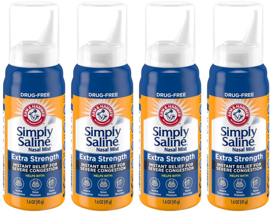 Simply Saline Nasal Mist Extra Strength for Severe Congestion, 1.5 Oz. Pack of 4