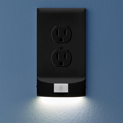 Single, SnapPower MotionLight [FOR STANDARD OUTLETS] - Motion Detecting LED Night Lights Built-In to Wall Plate - Bright/Dim/Off Options - Automatically On/Off Sensor - (White, Duplex)