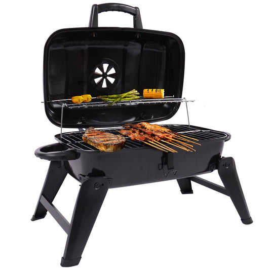 Small Folding Outdoor Grill, Mini Barbecue Grill, Compact Tabletop BBQ Grill for Camping Picnic Backyard Patio