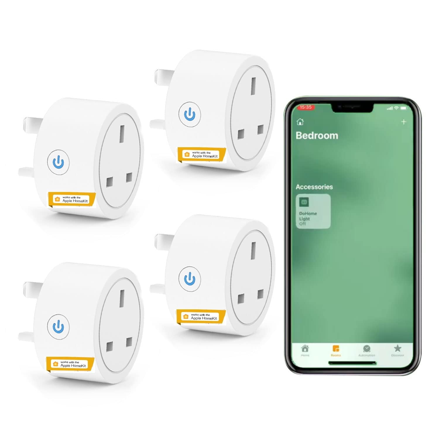 Smart Plug WiFi Socket Compatible with Apple HomeKit, Alexa and Google Assistant, Mini WiFi Plugs APP Remote/Voice Control with Timer and Device Sharing Function, 16A No Hub Required Pack of 4