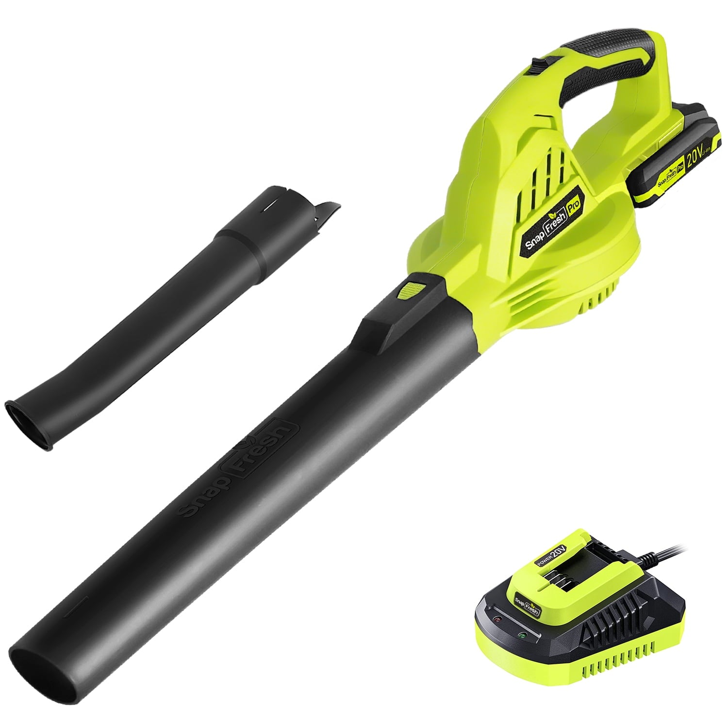 SnapFresh 20V Cordless Leaf Blower 130MPH 140CFM 2.9 Lbs Lightweight w/2.0Ah Battery & Charger