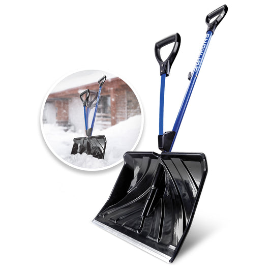 Snow Joe Shovelution Strain-Reducing Snow Shovel, 18-inch Poly Blade, Spring Assisted Handle