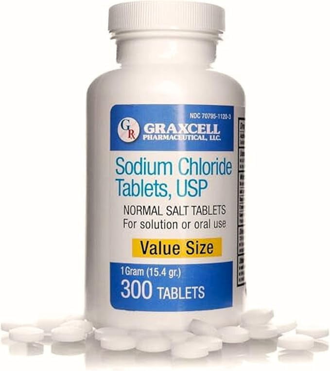 Sodium Chloride Tablets 1 Gm | 300 Count | Normal Salt Tablets | (15.4gr.)