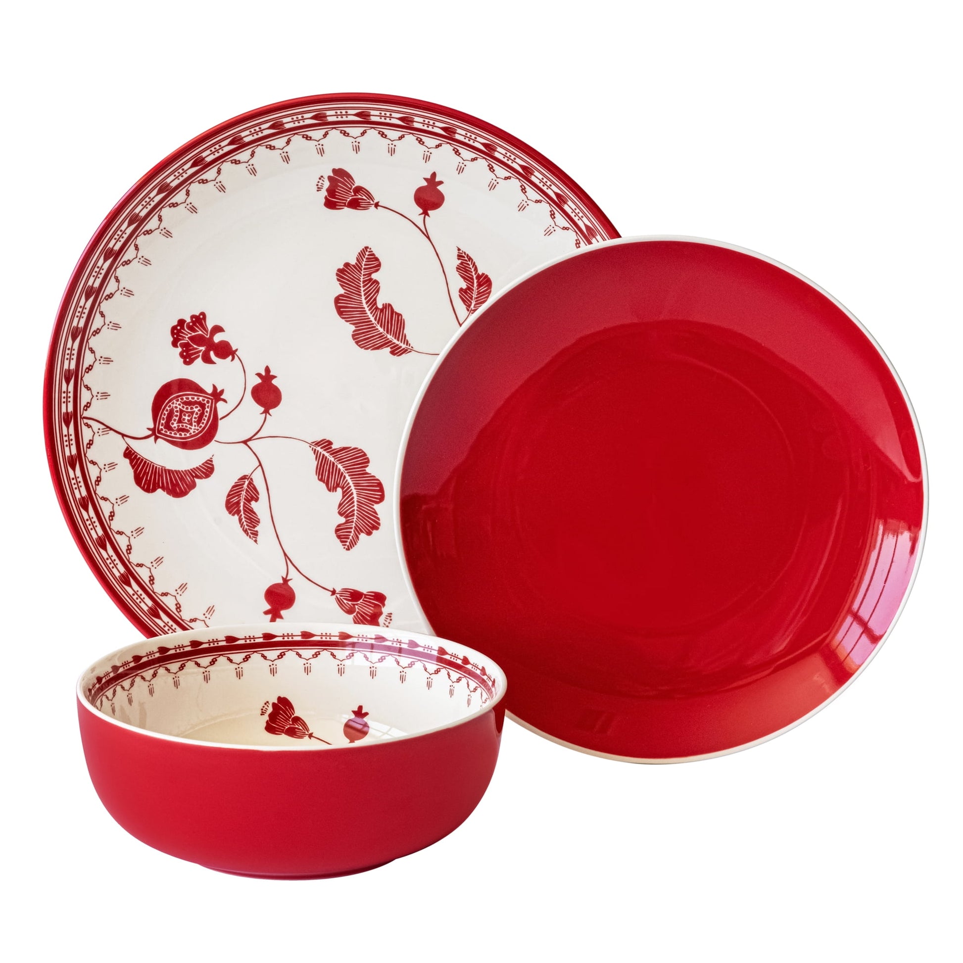 Sofia Home Red 12 Piece Stoneware Dinnerware Set