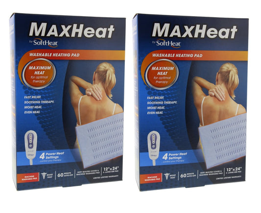 SoftHeat MaxHeat Washable Heating Pad 12" x 24" X-Large Size Pad (2 Pack)