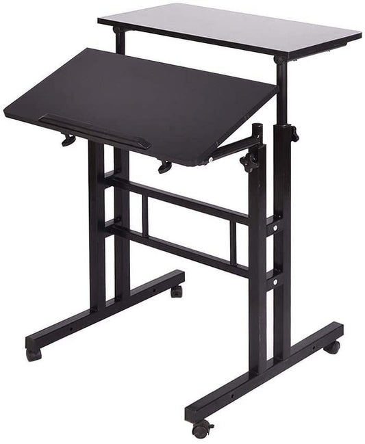 SogesPower 45.3"Max 2 Panels Mobile Adjustable Stand Desk,Black