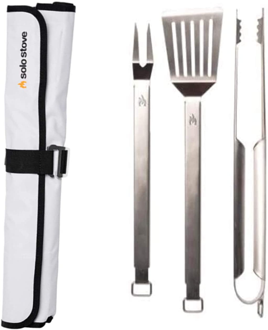 Solo Stove Heavy Duty Grill Tools 304 Stainless Steel BBQ Set includes Spatula Tongs and Meat Fork great Accessories for Outdoor Barbecue Grills Flip Spear and Turn includes Heavy Duty Carry Case