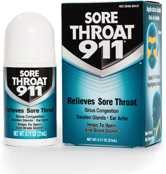 Sore Throat 911 Roll-on Congestion and Sore Throat Reliever 0.71 Ounc