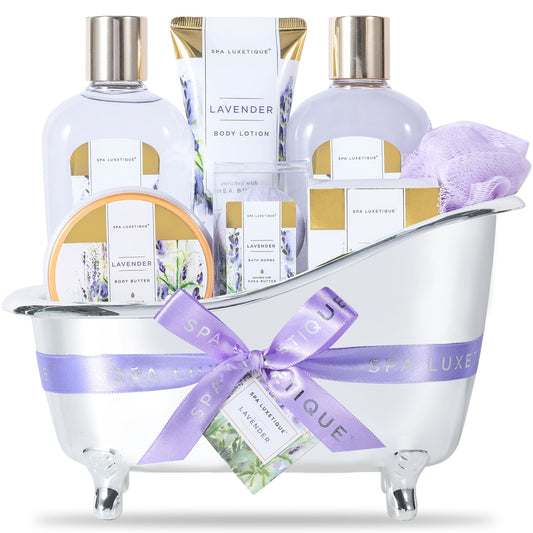 Spa Gift Sets for Women Gifts - 9pcs Lavender Relaxation Bath Baskets, Beauty Holiday Birthday Body Care Kits Gifts