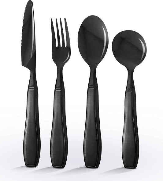 Special Supplies Premium Stainless Steel Weighted Flatware for Parkinson's Patients- Adaptive Silverware for Adults with Hand Tremors-Wide Non-Slip Grip, Easy to Clean -Weighted Silverware For Elderly