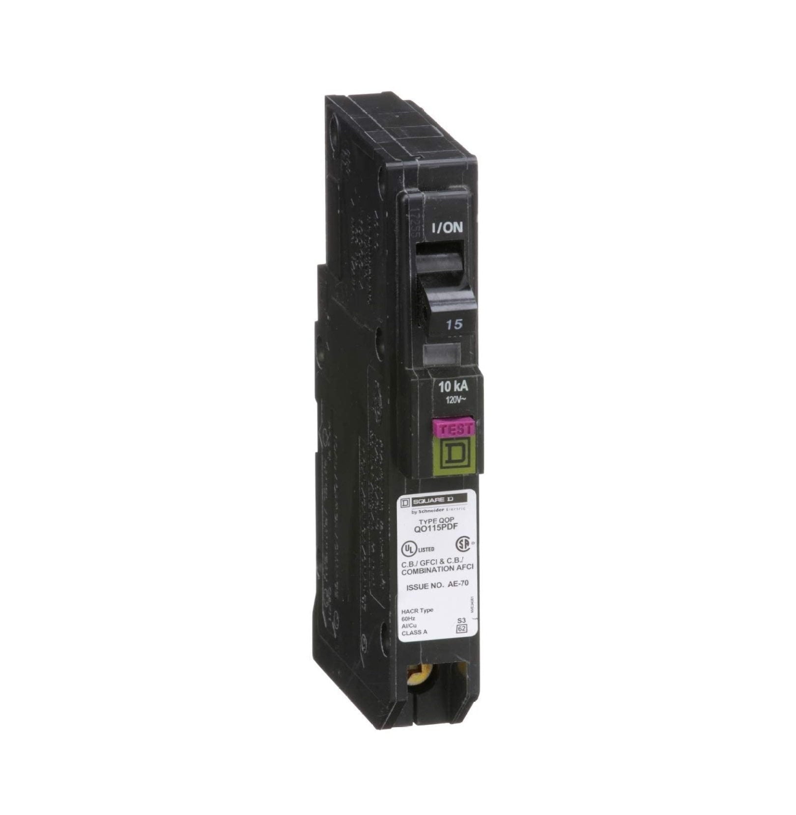 Square D - QO QO115PDF Plug-In Mount 15 Amp Single-Pole Dual Function (CAFCI and GFCI) Circuit Breaker