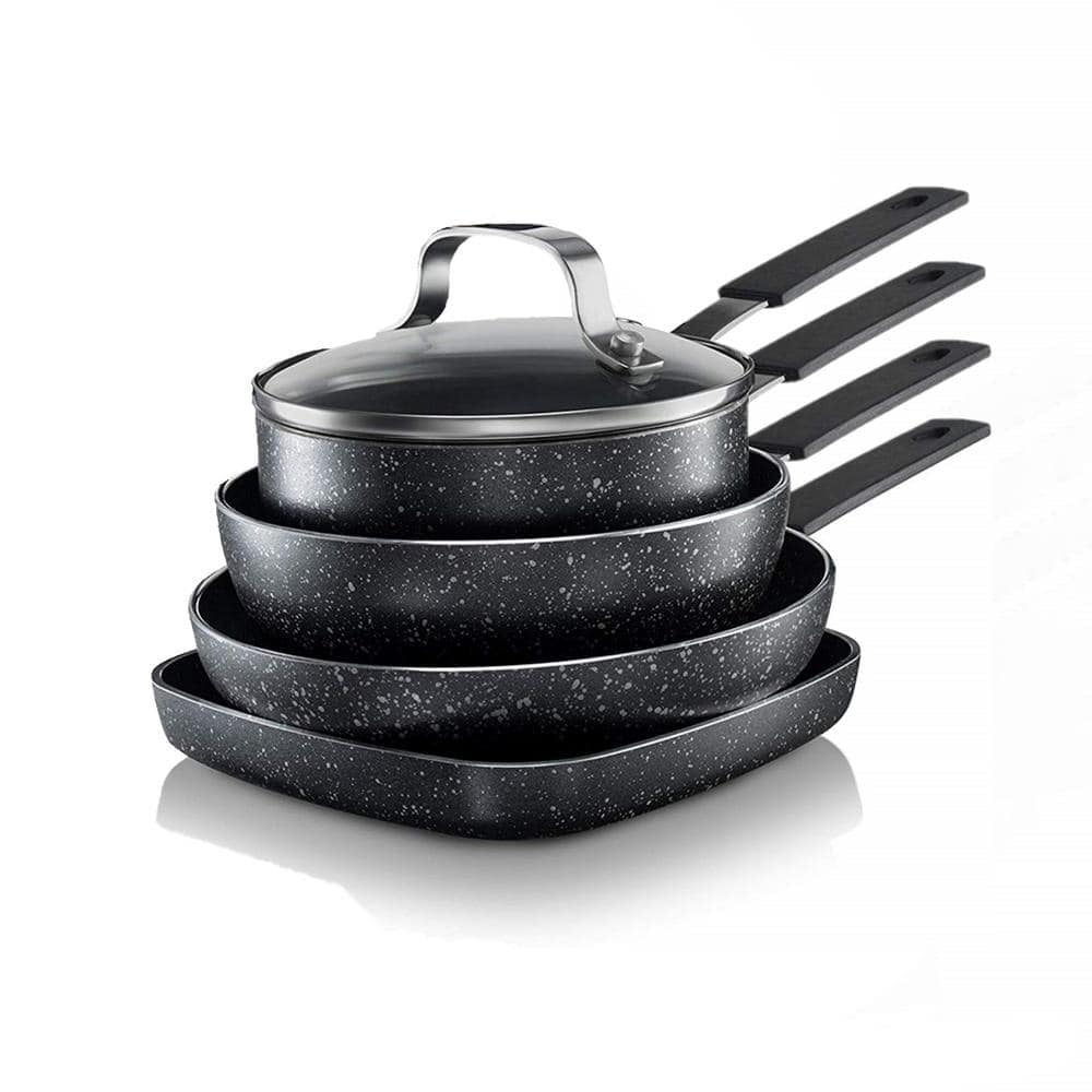 StackMaster 5-Piece Aluminum Non-Stick Diamond Infused Mini Cookware Set