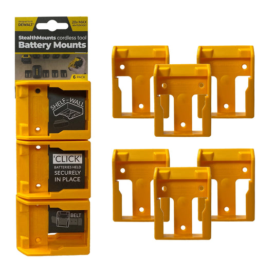 StealthMounts Battery Mount Dewalt XR 20V 60V Yellow 6 Pack