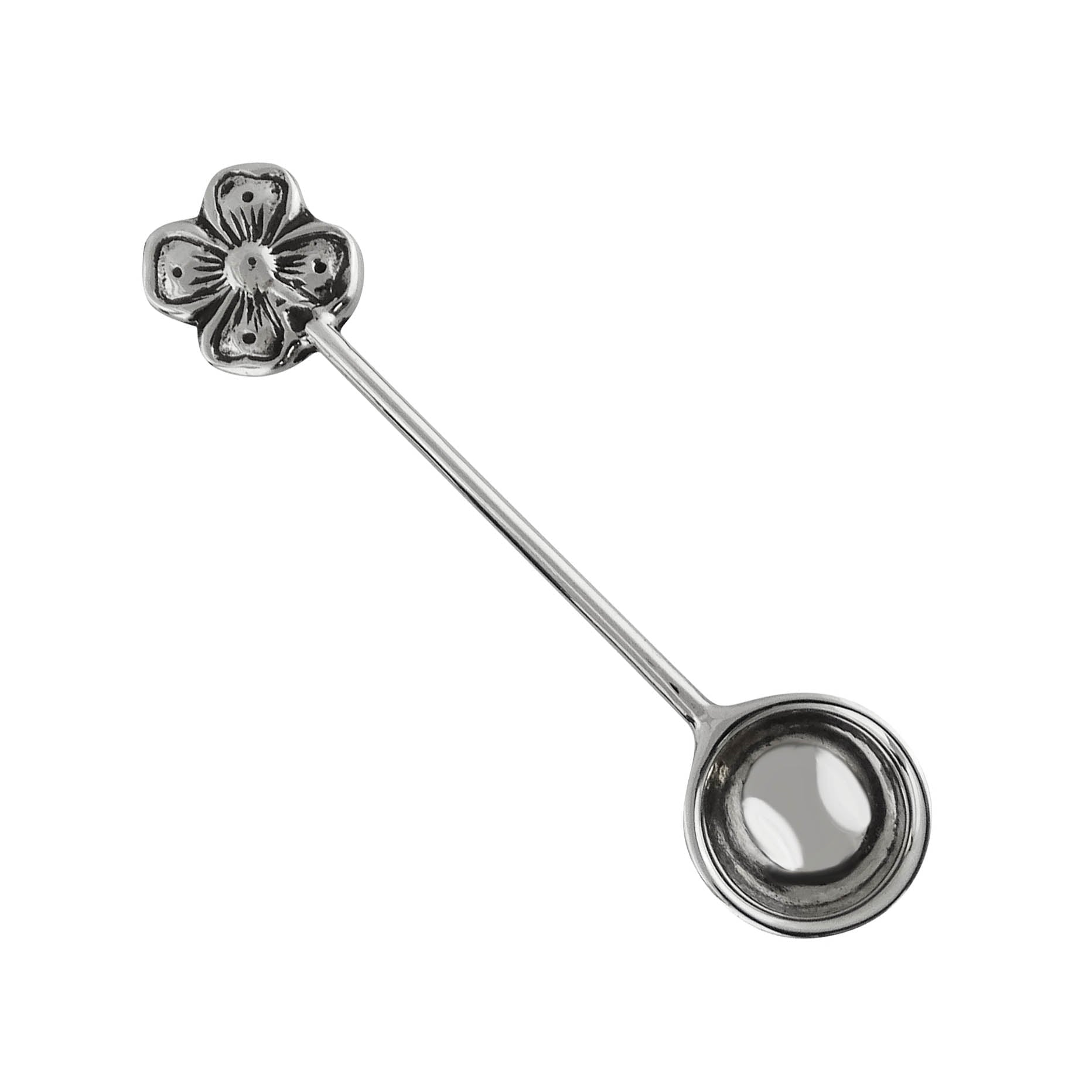 Sterling Silver Flower Handle Salt Spoon or Mustard Spoon