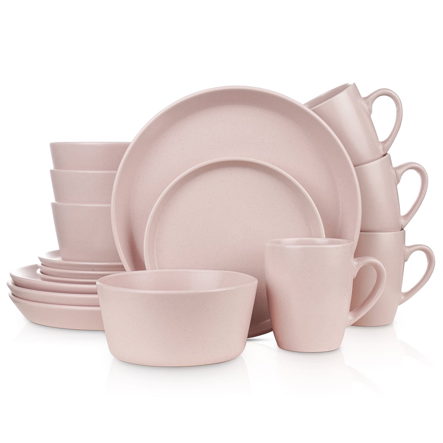 Stone Lain Albie 16-Piece Dinnerware Set Stoneware, Pink