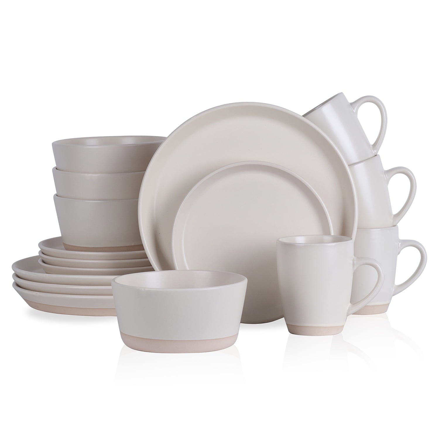 Stone + Lain Jules Stoneware Collection Dinnerware Set, 16-Piece Service for 4, White