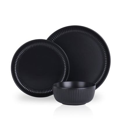 Stone Lain Logan 12-Piece Dinnerware Set Stoneware, Black