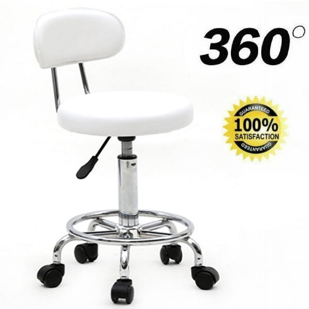 Stool with Wheels Adjustable Rolling Stool with Back Foot Rest for Office Home Kitchen Massage Medical Lab Salon Artist