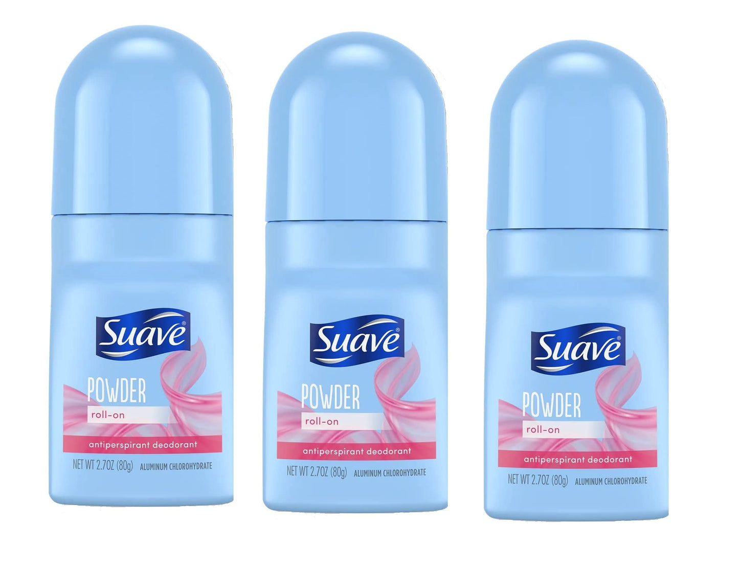 Suave 24 Hour Protection Roll-On Anti-Perspirant & Deodorant For Women-Powder-2.7 Oz, 3 Pk