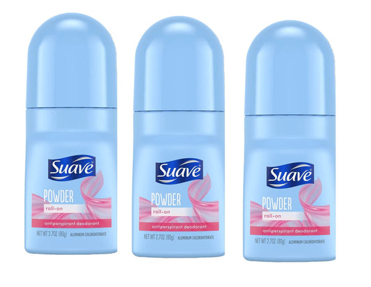 Suave 24 Hour Protection Roll-On Anti-Perspirant & Deodorant For Women-Powder-2.7 Oz, 3 Pk