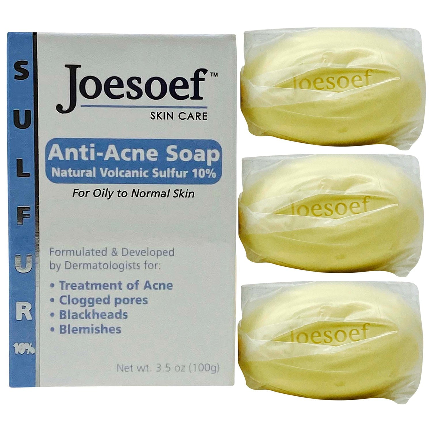 Sulfur Soap for Acne 3-Pack FREE Shipping | Joesoef Skin Care Anti Acne Sulfur Soap 100G each 3 pack