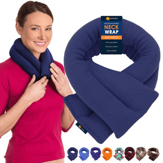 SunnyBay Microwave Heating Pad, Microwavable Cold or Heated Neck and Shoulder Wrap, Wheat-Filled Weighted Beanbag Pack for Moist Hot or Cold Therapy, 26x5 Inches, Navy Blue