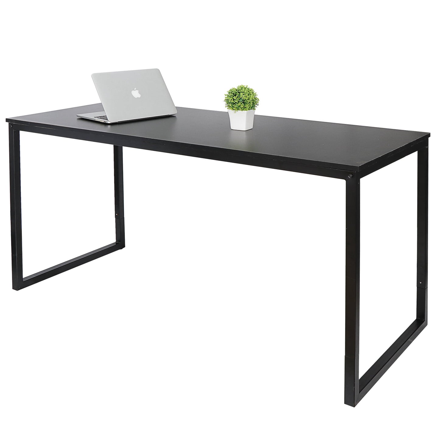 SuperDeal 47"L x 28.7"H Rectangular Computer Desk MDF Study Table Metal Frame Durable for Teen Adult, Black