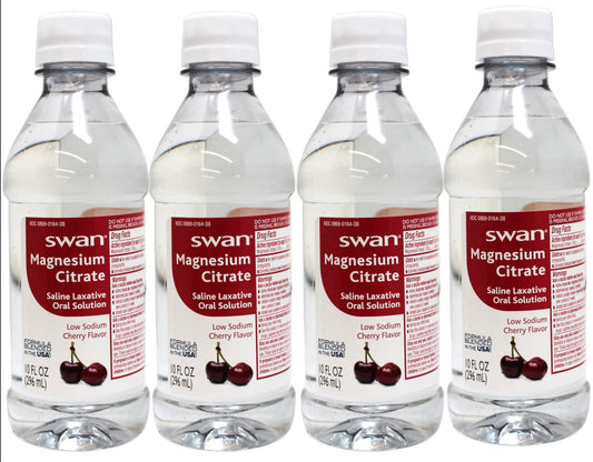 Swan Magnesium Citrate Saline Laxative, Cherry Flavor 10 Fl Oz (4 Pack)