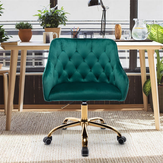 Swivel Shell Chair, Modern Leisure office Chair Swivel Desk Chair with 5 Wheels & Height Adjustable, Executive Chair Swivel Shell Chair Vanity Chair for Living Room, 360 Degree Swivel, Green