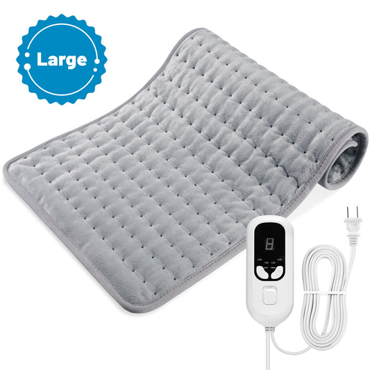 TCVOR Heating Pad for Back Pain and Cramps Relief, 12" x 24" Ultra Soft Flannel Electric Heating Pad with 6 Heat Settings, 4 Timer Auto Shut Off, Moist and Dry Heat Option, Machine Washable