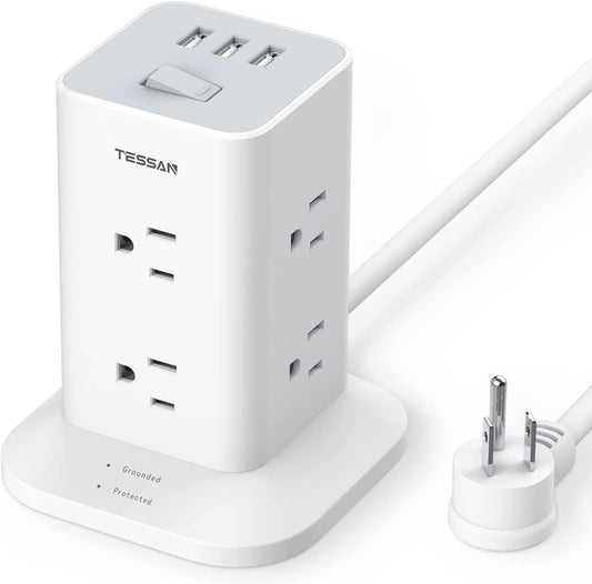 TESSAN Multi Electrical Outlet Splitter with Dual Outlets 3 USB Wall Charger (1 USB C Port), Multiple Plug Expander for Home Office Travel