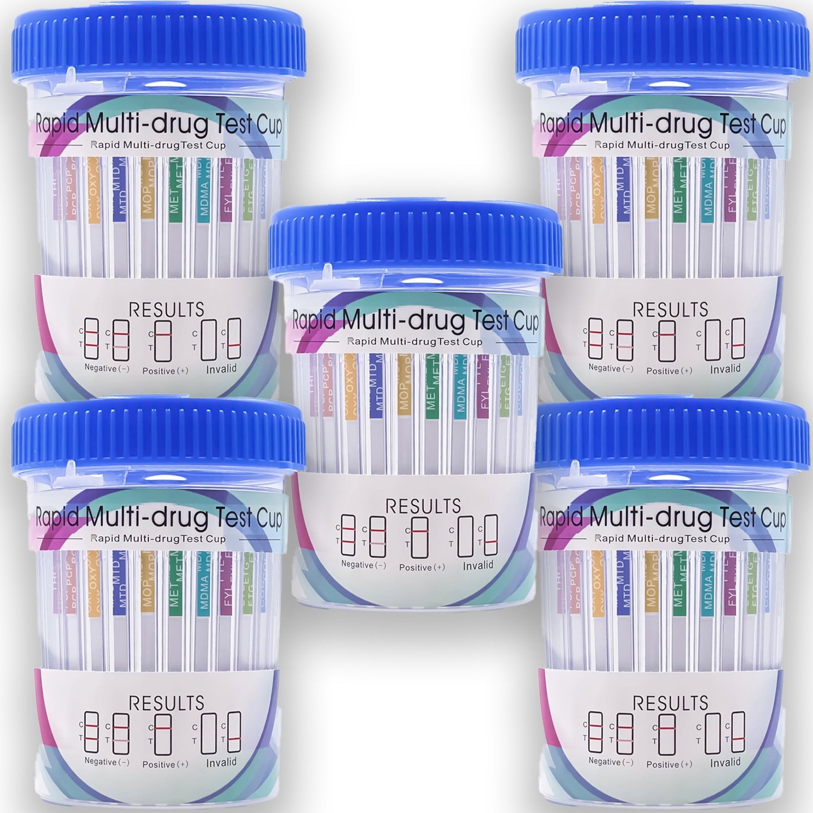 THC Test 14 Panel (5 pack) Kit - QuickScreen Cup Drug, COC, AMP, BAR, BZD, BUP, COC-300, MDMA, FTN, MET-500, MTD, OPI-300, OXY, PCP, PPX