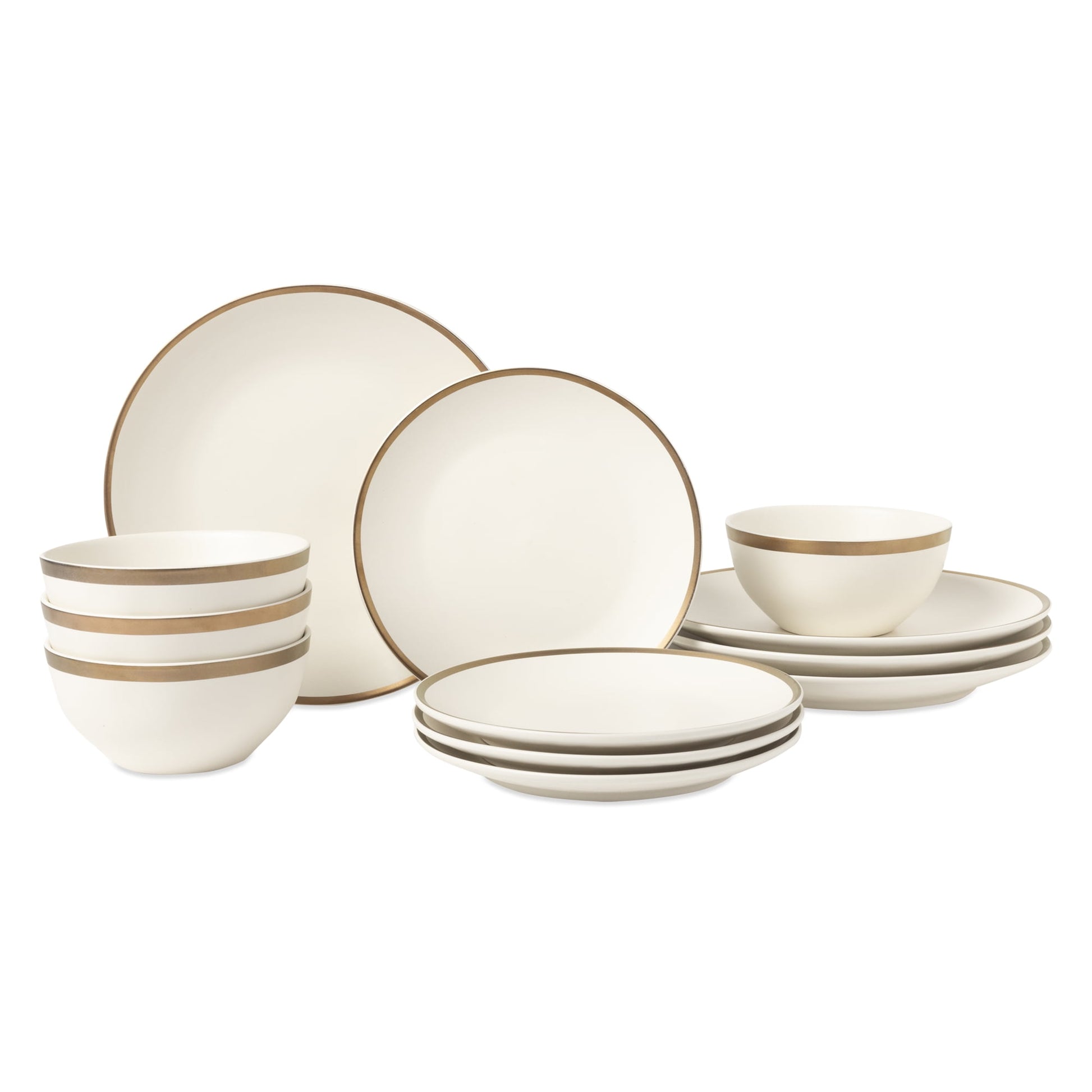 Thyme & Table 12-Piece Stoneware White Dinnerware Set, Everest Collection