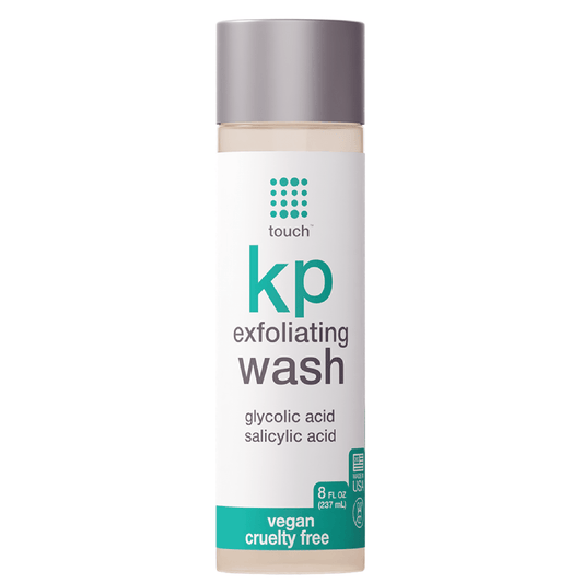 TOUCH Keratosis Pilaris & Acne Exfoliating Body Wash Cleanser - KP Treatment with 15% Glycolic Acid, 2% Salicylic Acid, Hyaluronic Acid - Smooths Rough & Bumpy Skin - Gets Rid of Redness, 8 Ounce